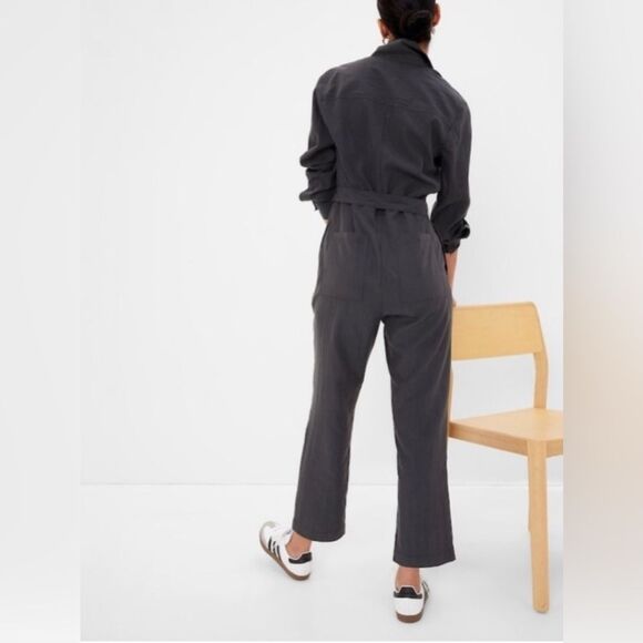 NWT GAP Moonless Night TENCEL™ Lyocell Jumpsuit Gray Size 4 Tall - Picture 3 of 9
